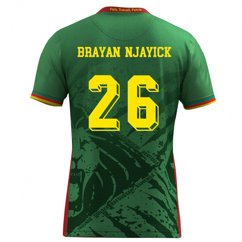 Danxen Men Cameroon Fils Brayan Njayick #26 Green Yellow Red Home Jersey 26-28 T-Shirt