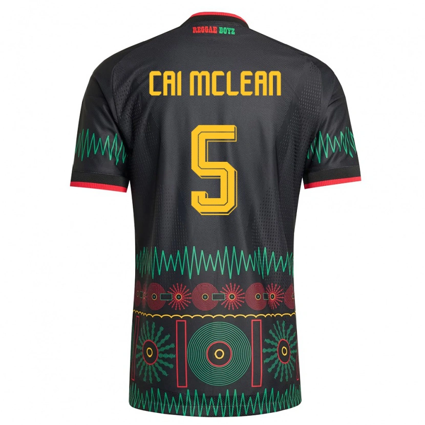 Danxen Men Jamaica Cai Mclean #5 Black Red Yellow Away Jersey 26-28 T-Shirt