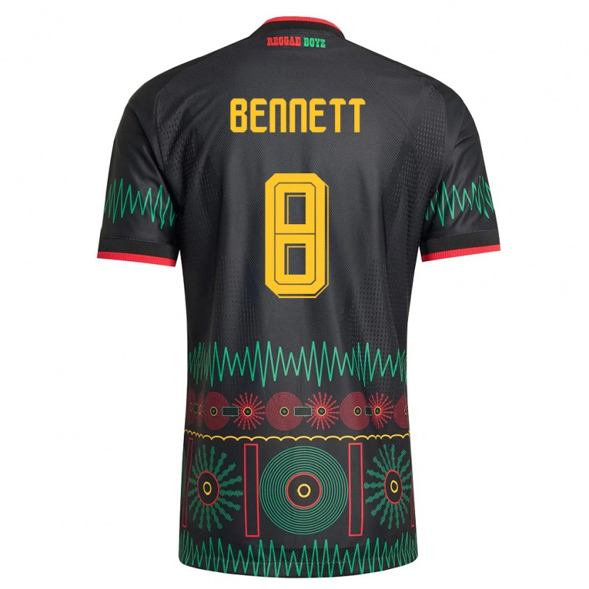 Danxen Men Jamaica Jaheem Bennett #8 Black Red Yellow Away Jersey 26-28 T-Shirt