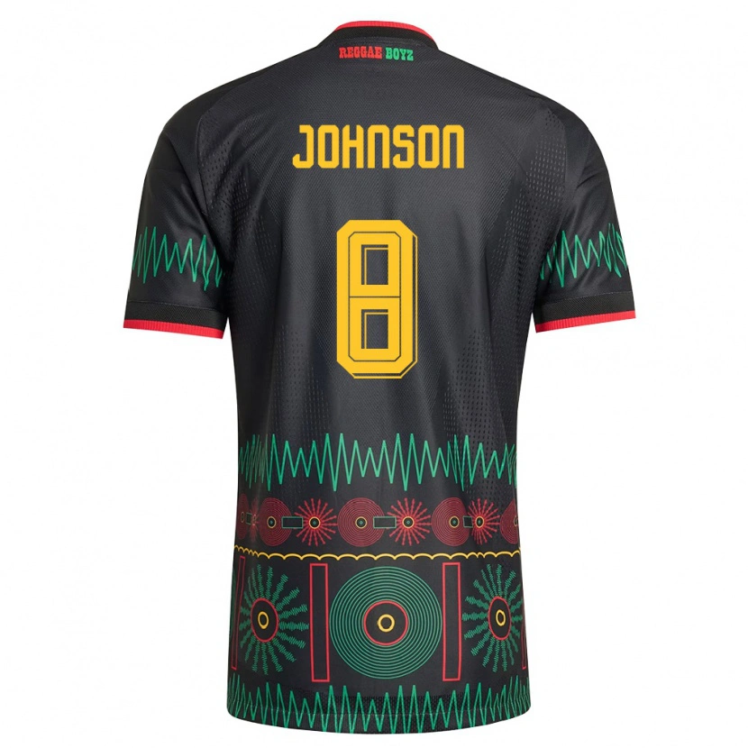 Danxen Men Jamaica Daniel Johnson #8 Black Red Yellow Away Jersey 26-28 T-Shirt