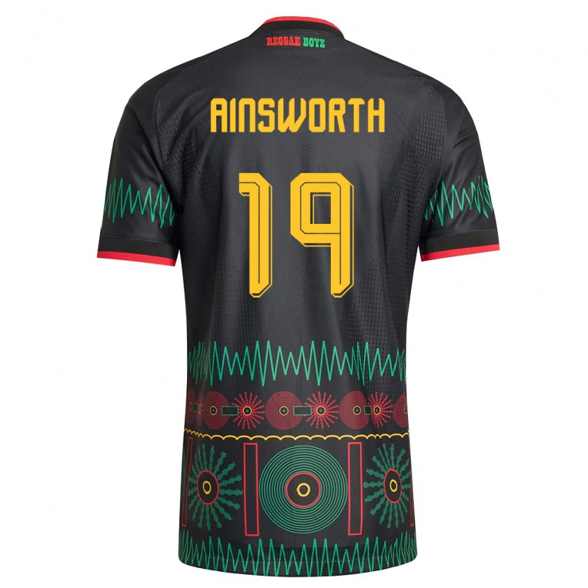 Danxen Men Jamaica Christopher Ainsworth #19 Black Red Yellow Away Jersey 26-28 T-Shirt