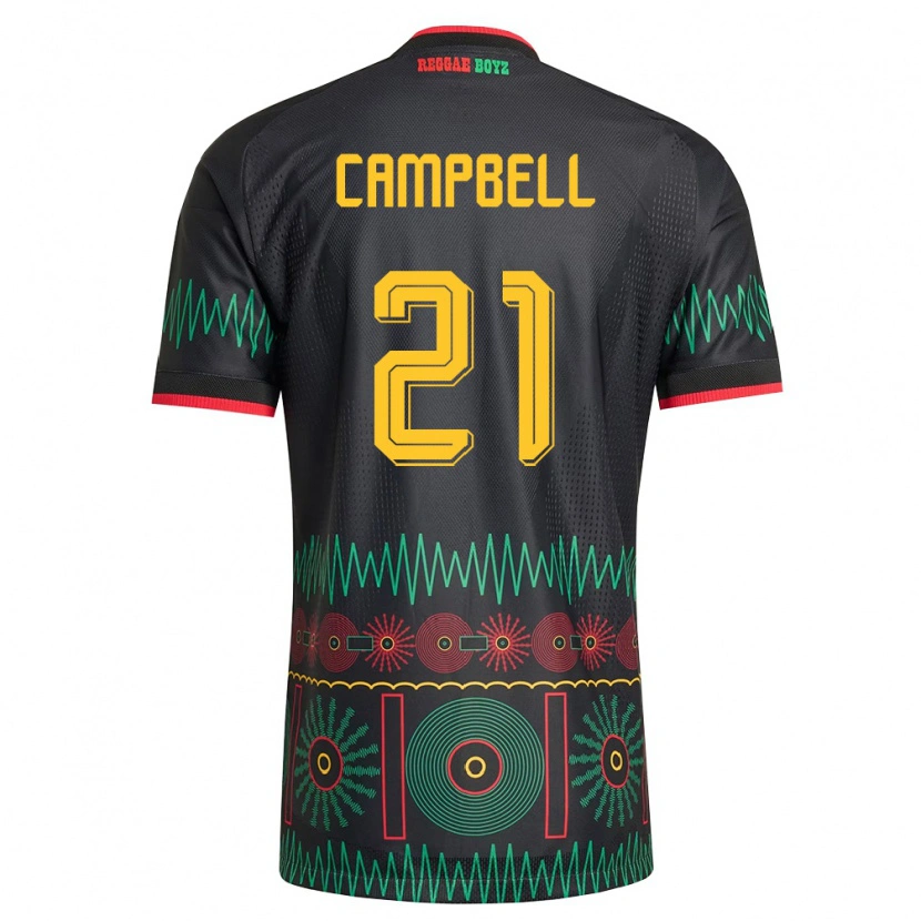 Danxen Men Jamaica Norman Campbell #21 Black Red Yellow Away Jersey 26-28 T-Shirt