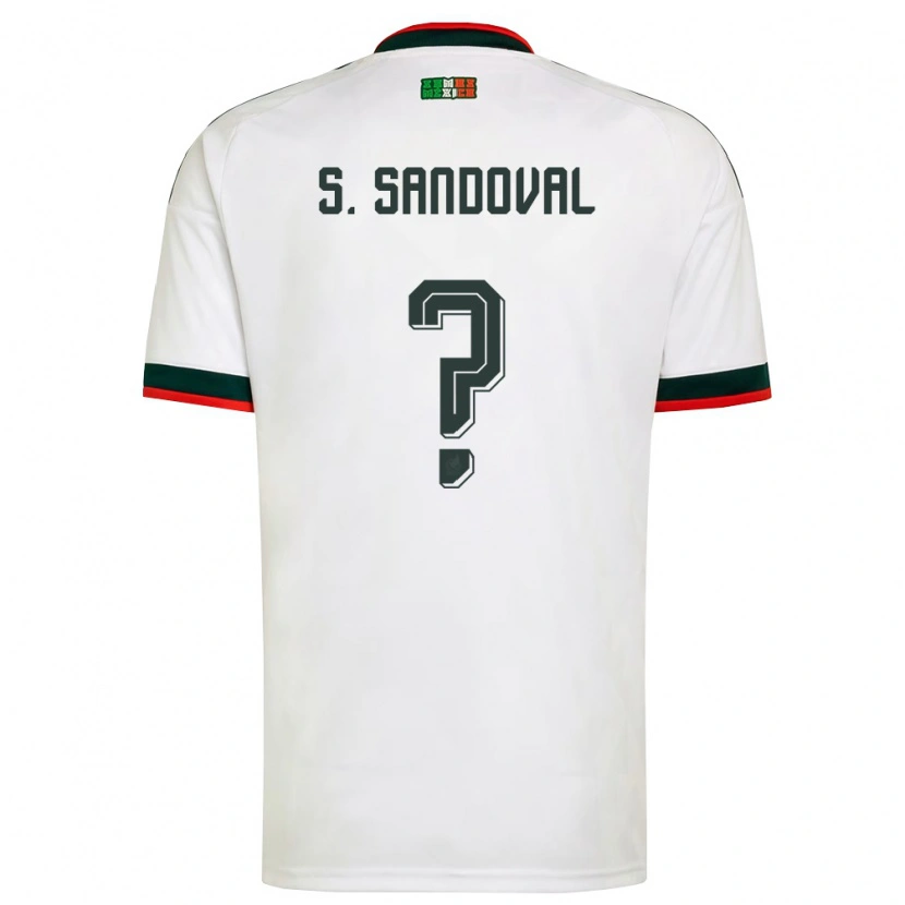 Danxen Men Mexico Santiago Sandoval #0 White Burgundy Green Away Jersey 26-28 T-Shirt