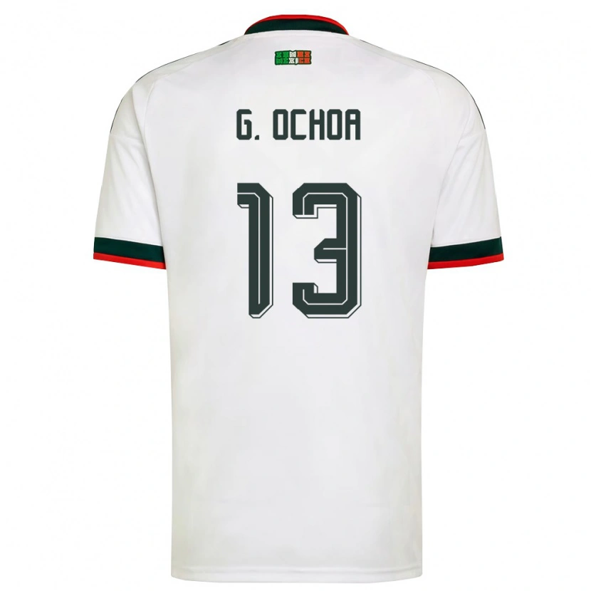 Danxen Men Mexico Guillermo Ochoa #13 White Burgundy Green Away Jersey 26-28 T-Shirt