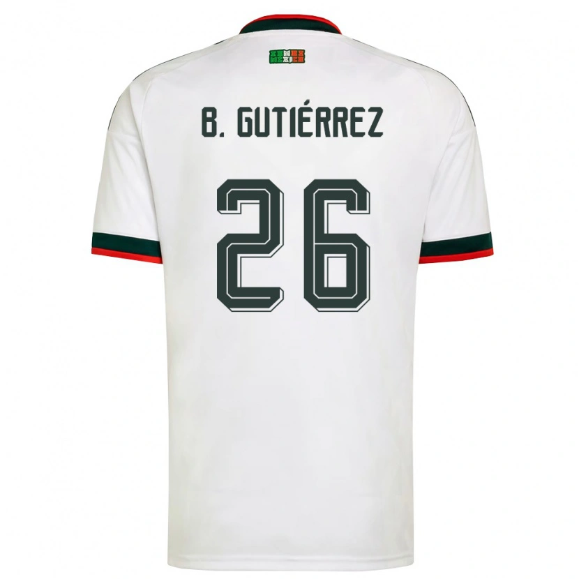 Danxen Men Mexico Brian Gutiérrez #26 White Burgundy Green Away Jersey 26-28 T-Shirt