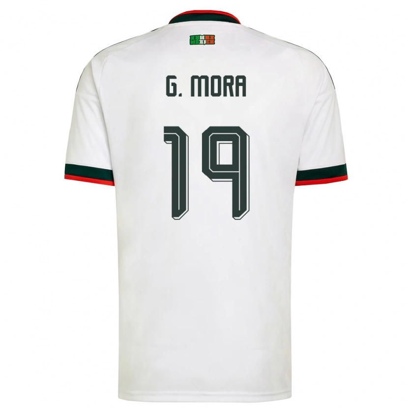 Danxen Men Mexico Gilberto Mora #19 White Burgundy Green Away Jersey 26-28 T-Shirt