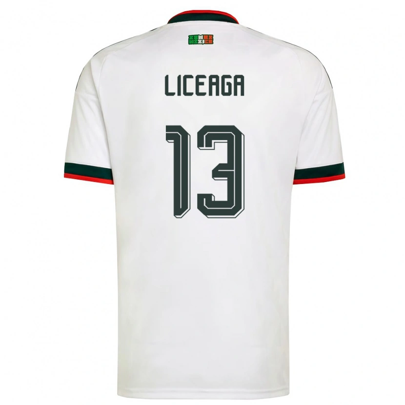 Danxen Men Mexico Sebastián Liceaga #13 White Burgundy Green Away Jersey 26-28 T-Shirt