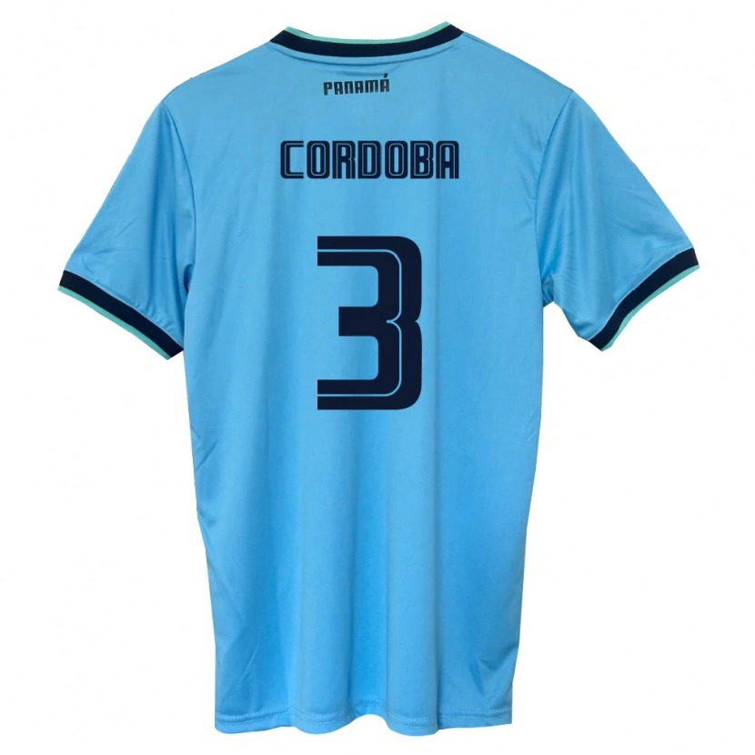 Danxen Men Panama José Córdoba #3 Sky Blue Black Away Jersey 26-28 T-Shirt
