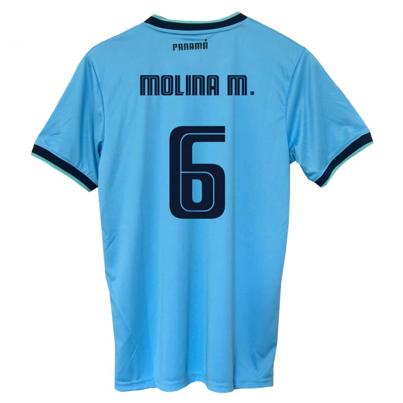 Danxen Men Panama Mariana Molina #6 Sky Blue Black Away Jersey 26-28 T-Shirt
