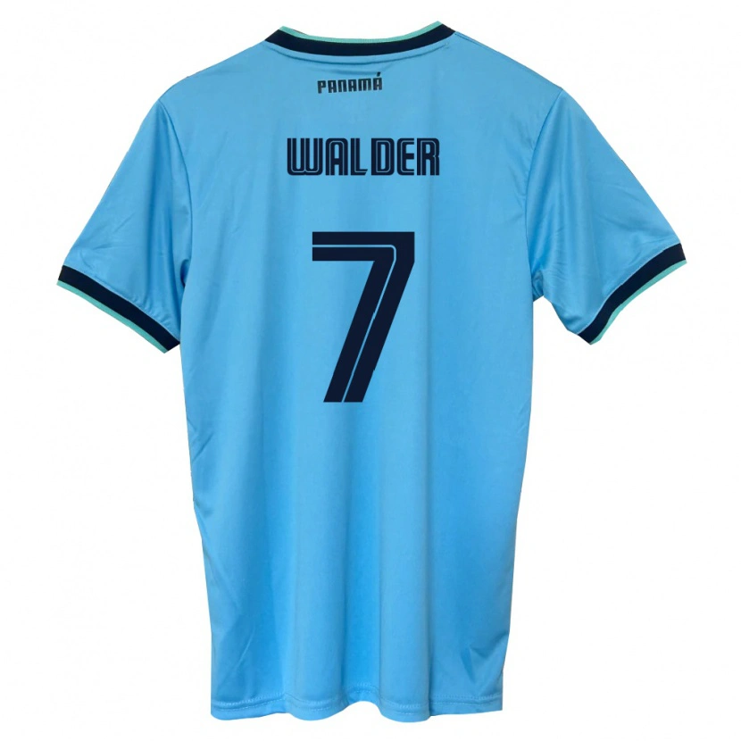 Danxen Men Panama Kevin Walder #7 Sky Blue Black Away Jersey 26-28 T-Shirt
