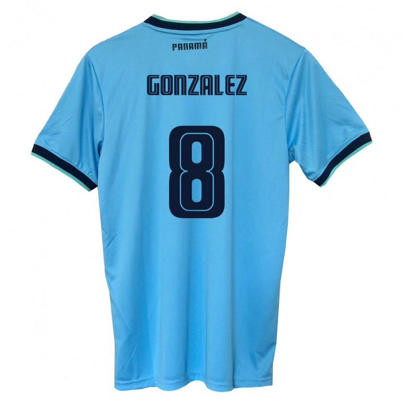 Danxen Men Panama Schiandra González #8 Sky Blue Black Away Jersey 26-28 T-Shirt