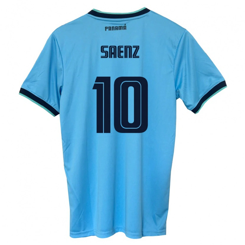 Danxen Men Panama Gloria Sáenz #10 Sky Blue Black Away Jersey 26-28 T-Shirt
