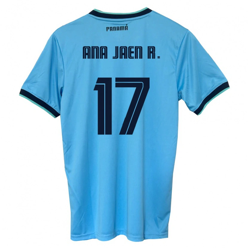 Danxen Men Panama Ana Jaén Rodríguez #17 Sky Blue Black Away Jersey 26-28 T-Shirt
