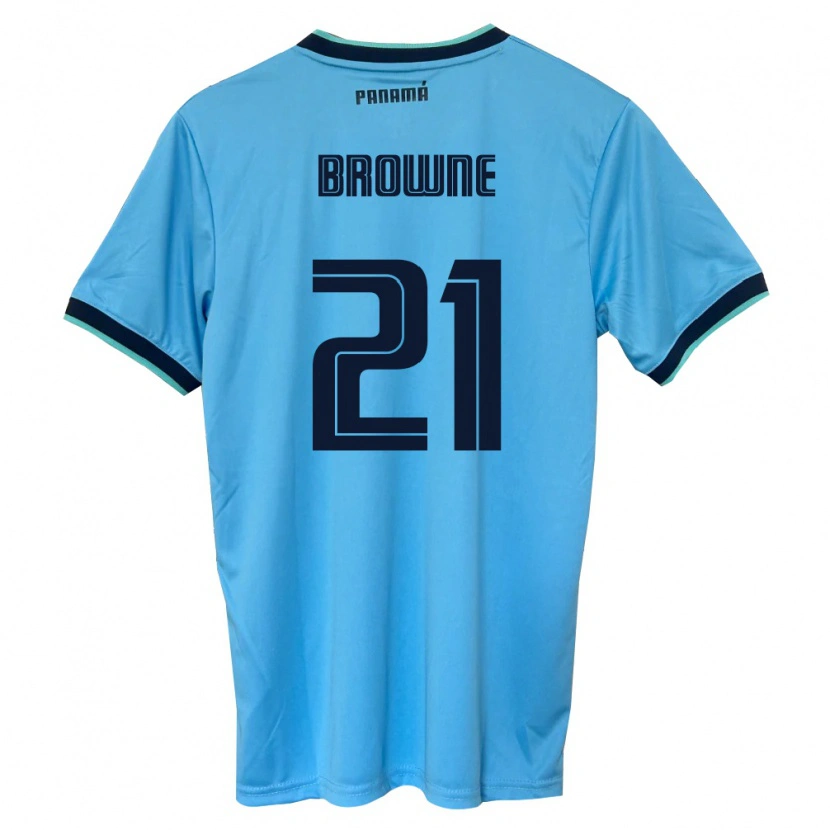 Danxen Men Panama Omar Browne #21 Sky Blue Black Away Jersey 26-28 T-Shirt
