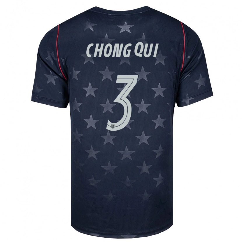 Danxen Men United States Dominik Chong Qui #3 Black White Red Away Jersey 26-28 T-Shirt