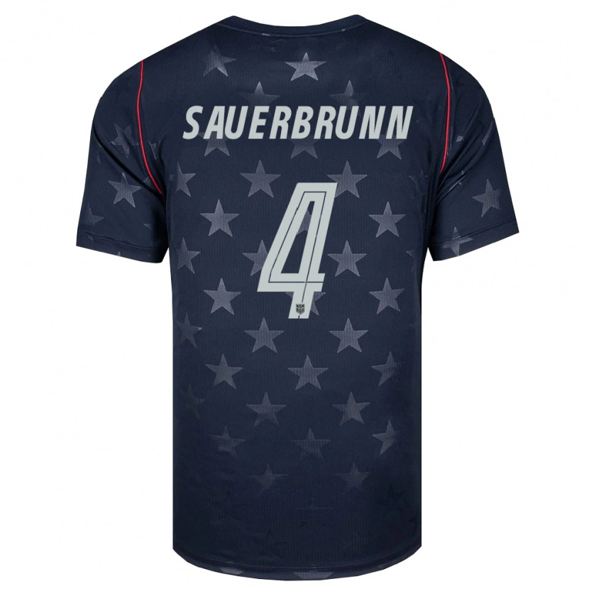 Danxen Men United States Becky Sauerbrunn #4 Black White Red Away Jersey 26-28 T-Shirt