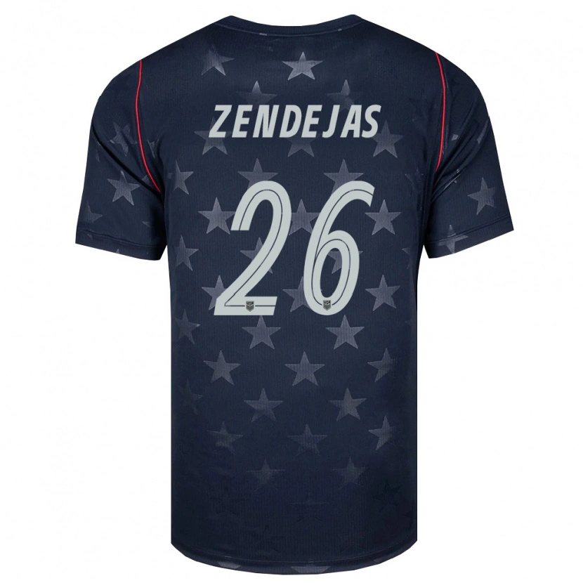 Danxen Men United States Álex Zendejas #26 Black White Red Away Jersey 26-28 T-Shirt