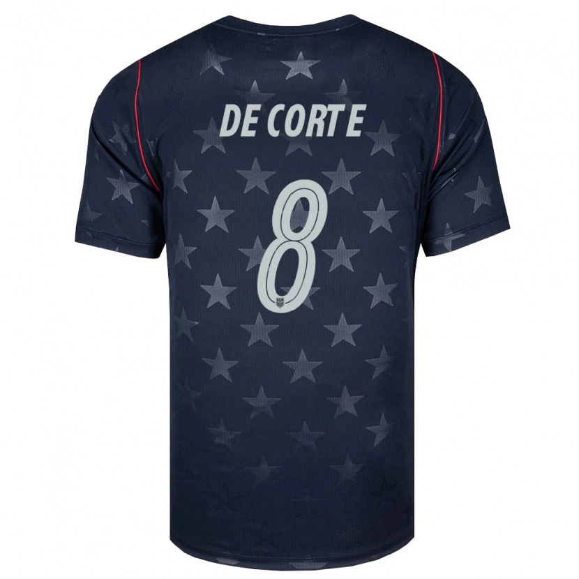 Danxen Men United States Devon De Corte #8 Black White Red Away Jersey 26-28 T-Shirt