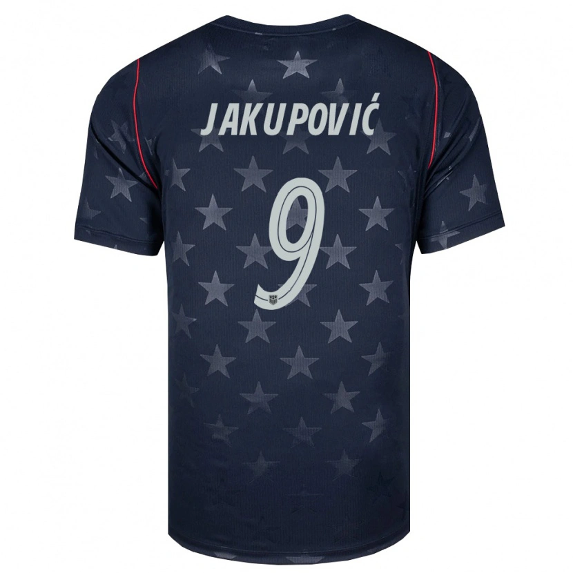 Danxen Men United States Malik Jakupović #9 Black White Red Away Jersey 26-28 T-Shirt
