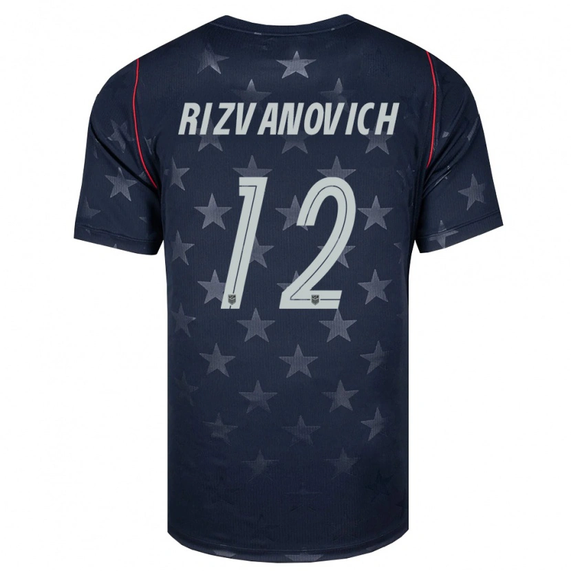 Danxen Men United States Kayne Rizvanovich #12 Black White Red Away Jersey 26-28 T-Shirt