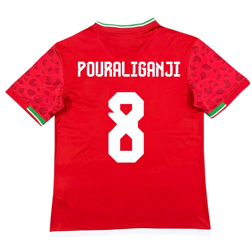 Danxen Men Iran Morteza Pouraliganji #8 Red White Away Jersey 26-28 T-Shirt