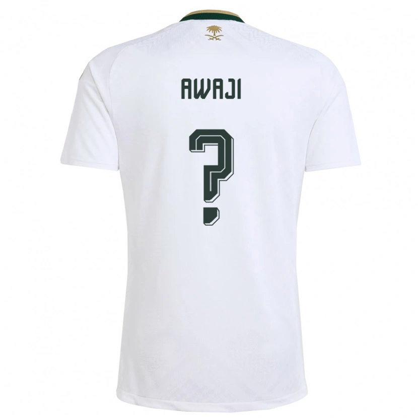 Danxen Men Saudi Arabia Abdulrazzaq Awaji #0 White Green Gold Away Jersey 26-28 T-Shirt
