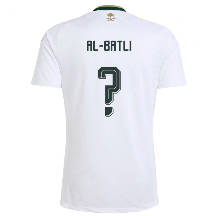 Danxen Men Saudi Arabia Abdullah Al-Batli #0 White Green Gold Away Jersey 26-28 T-Shirt