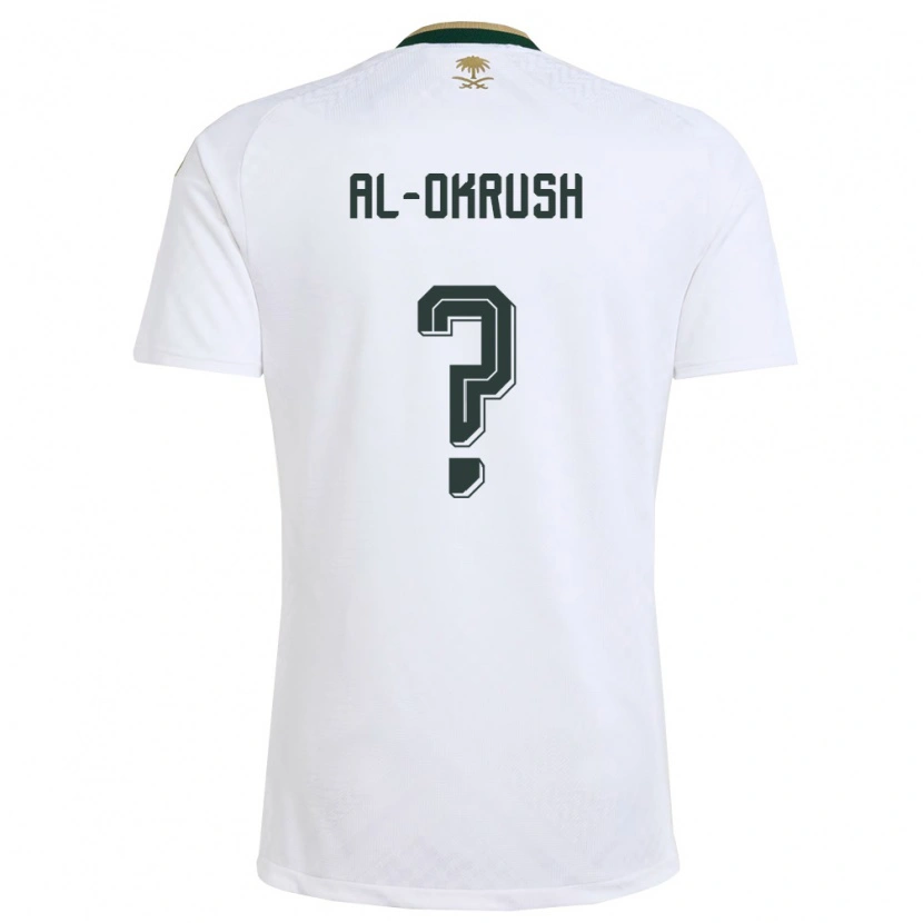 Danxen Men Saudi Arabia Hassan Al-Okrush #0 White Green Gold Away Jersey 26-28 T-Shirt
