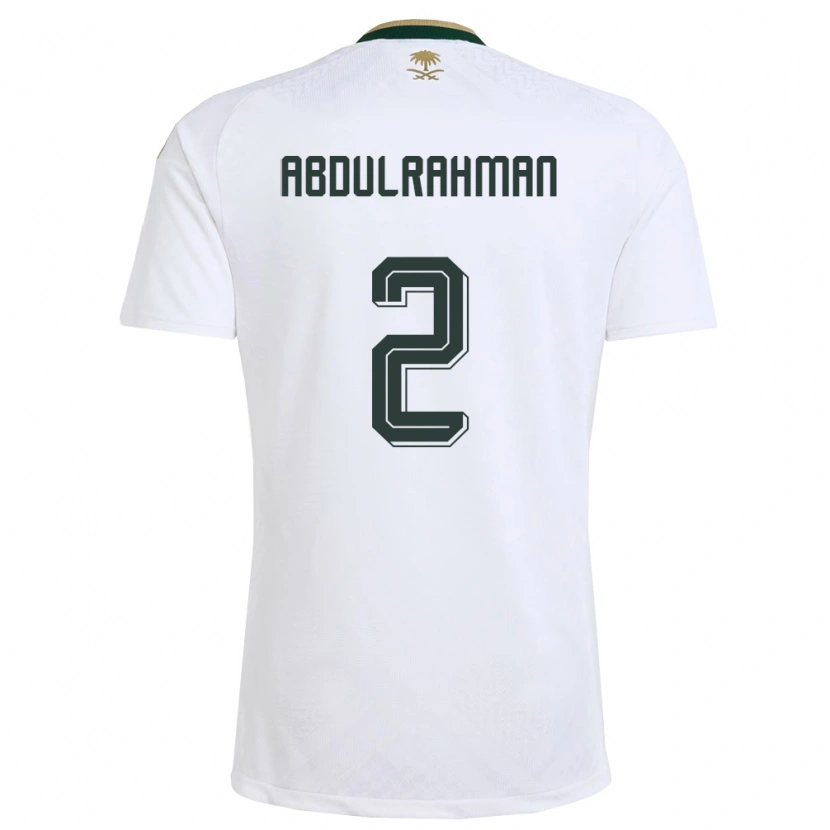Danxen Men Saudi Arabia Mohammed Abdulrahman #2 White Green Gold Away Jersey 26-28 T-Shirt