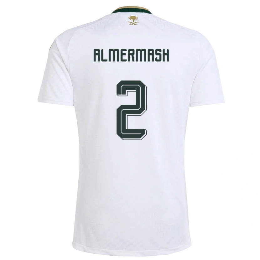 Danxen Men Saudi Arabia Oama Almermash #2 White Green Gold Away Jersey 26-28 T-Shirt