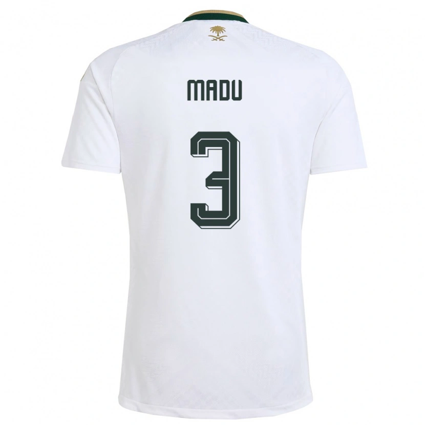 Danxen Men Saudi Arabia Abdullah Madu #3 White Green Gold Away Jersey 26-28 T-Shirt