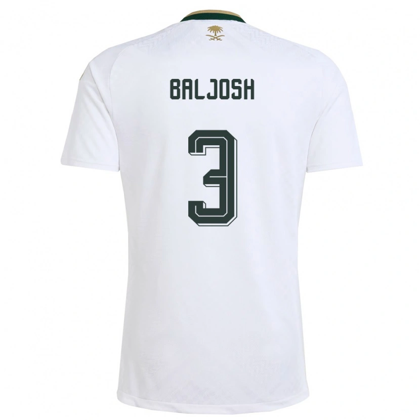Danxen Men Saudi Arabia Turki Baljosh #3 White Green Gold Away Jersey 26-28 T-Shirt