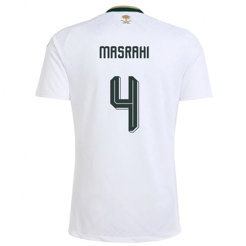 Danxen Men Saudi Arabia Mubarak Masrahi #4 White Green Gold Away Jersey 26-28 T-Shirt