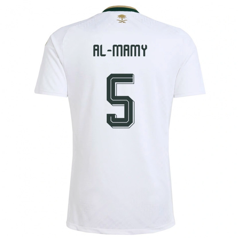 Danxen Men Saudi Arabia Abdulrahman Al-Mami #5 White Green Gold Away Jersey 26-28 T-Shirt