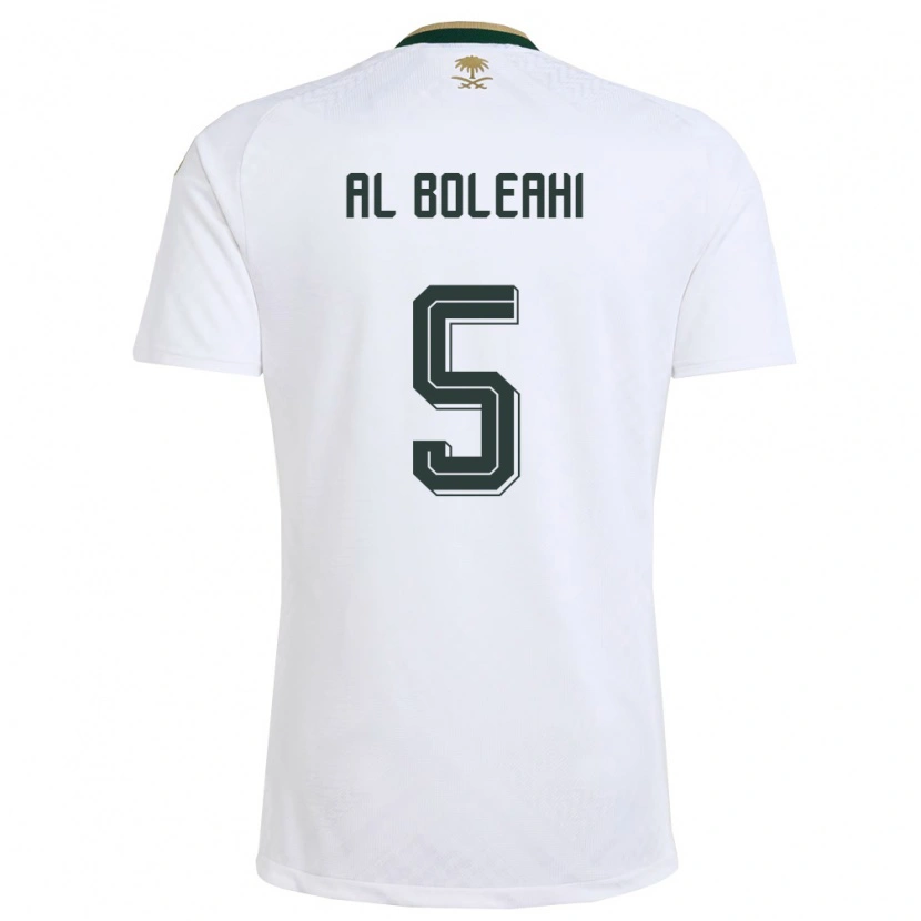 Danxen Men Saudi Arabia Ali Al Bulayhi #5 White Green Gold Away Jersey 26-28 T-Shirt