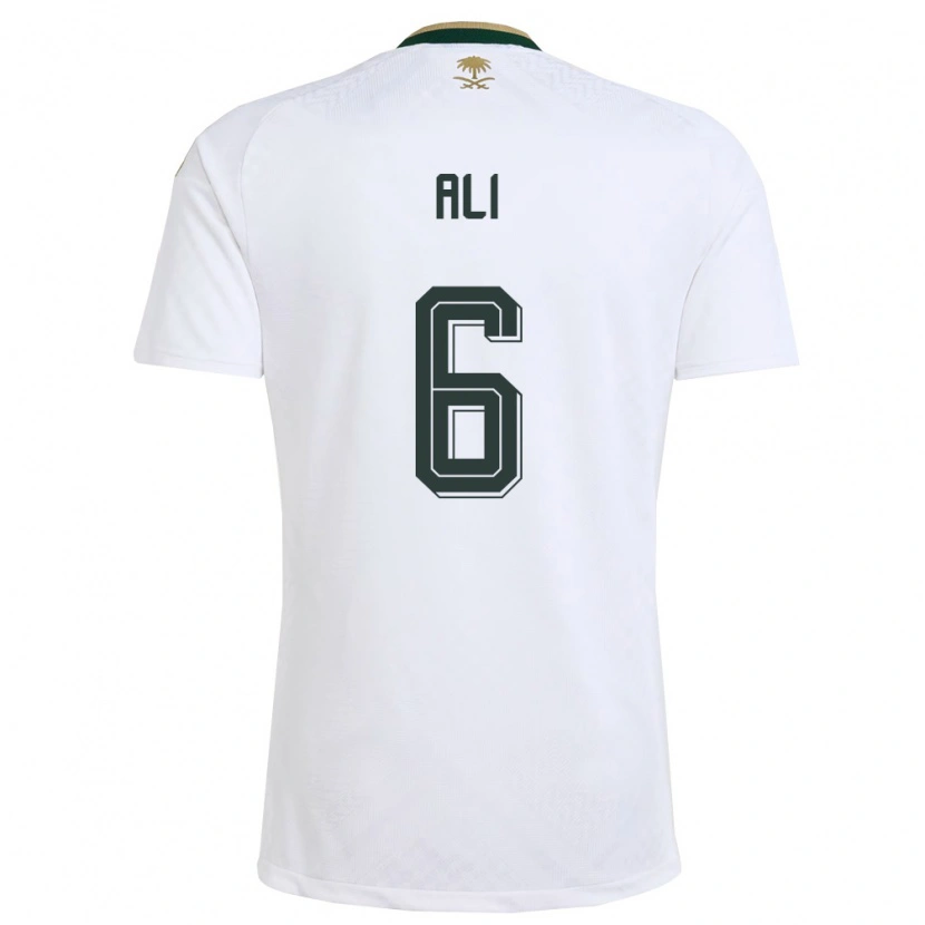 Danxen Men Saudi Arabia Amjad Ali #6 White Green Gold Away Jersey 26-28 T-Shirt