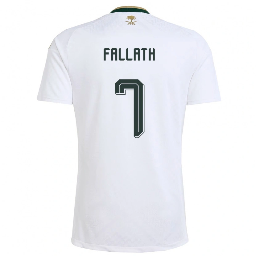 Danxen Men Saudi Arabia Fahad Fallath #7 White Green Gold Away Jersey 26-28 T-Shirt