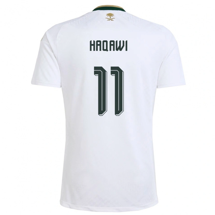 Danxen Men Saudi Arabia Saad Haqawi #11 White Green Gold Away Jersey 26-28 T-Shirt