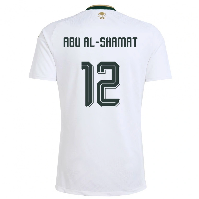 Danxen Men Saudi Arabia Mohammed Abu Al-Shamat #12 White Green Gold Away Jersey 26-28 T-Shirt