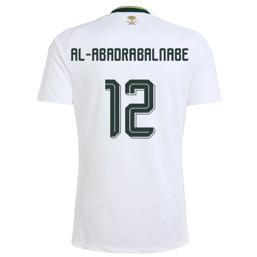 Danxen Men Saudi Arabia Ahmed Musallam Al-Abadrabalnabe #12 White Green Gold Away Jersey 26-28 T-Shirt