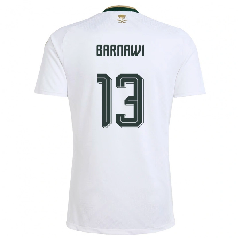 Danxen Men Saudi Arabia Abdulsalam Barnawi #13 White Green Gold Away Jersey 26-28 T-Shirt