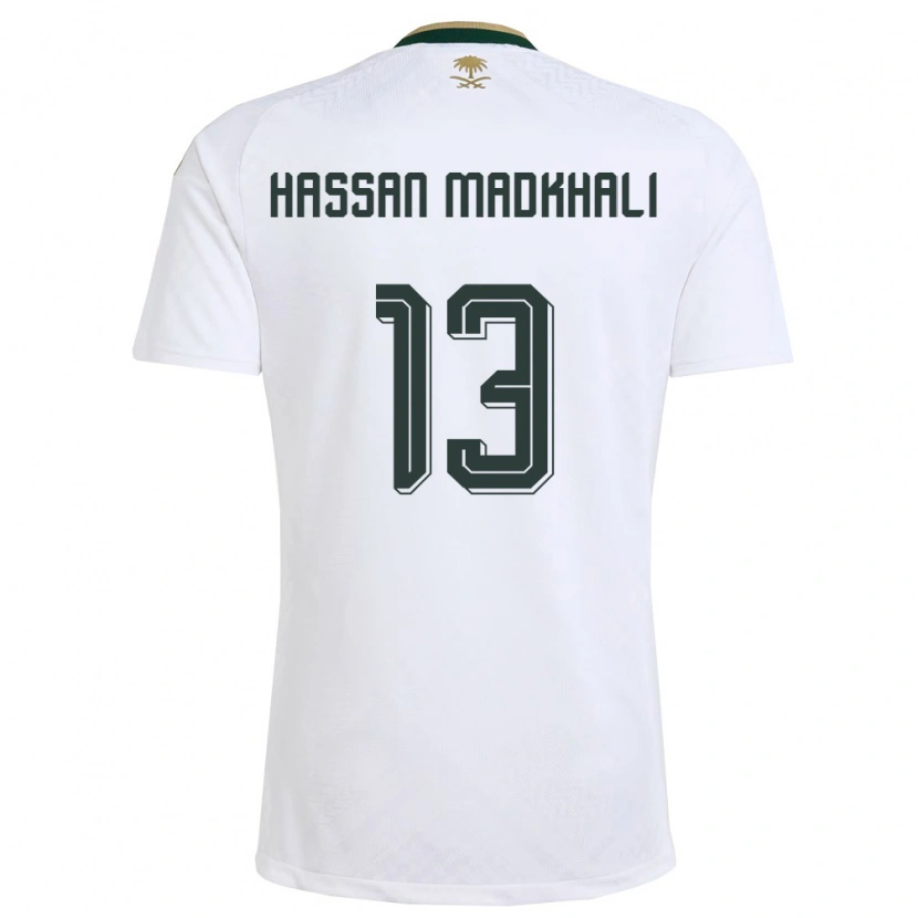 Danxen Men Saudi Arabia Mohammed Hassan Madkhali #13 White Green Gold Away Jersey 26-28 T-Shirt