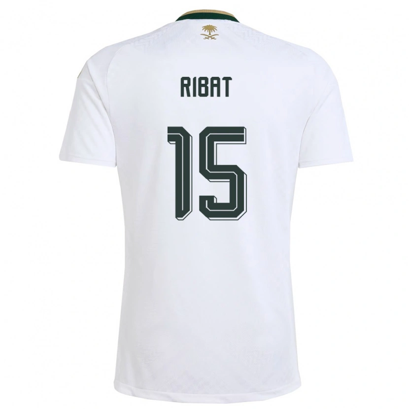 Danxen Men Saudi Arabia Abdulaziz Ribat #15 White Green Gold Away Jersey 26-28 T-Shirt