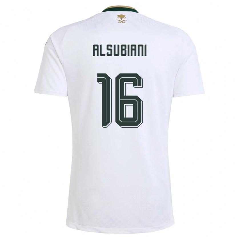 Danxen Men Saudi Arabia Faisal Alsubiani #16 White Green Gold Away Jersey 26-28 T-Shirt