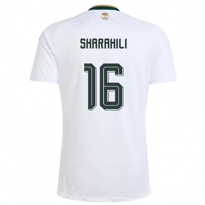 Danxen Men Saudi Arabia Khalid Mashhour Sharahili #16 White Green Gold Away Jersey 26-28 T-Shirt