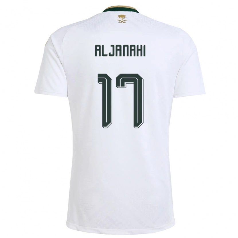 Danxen Men Saudi Arabia Nawaf Aljanahi #17 White Green Gold Away Jersey 26-28 T-Shirt
