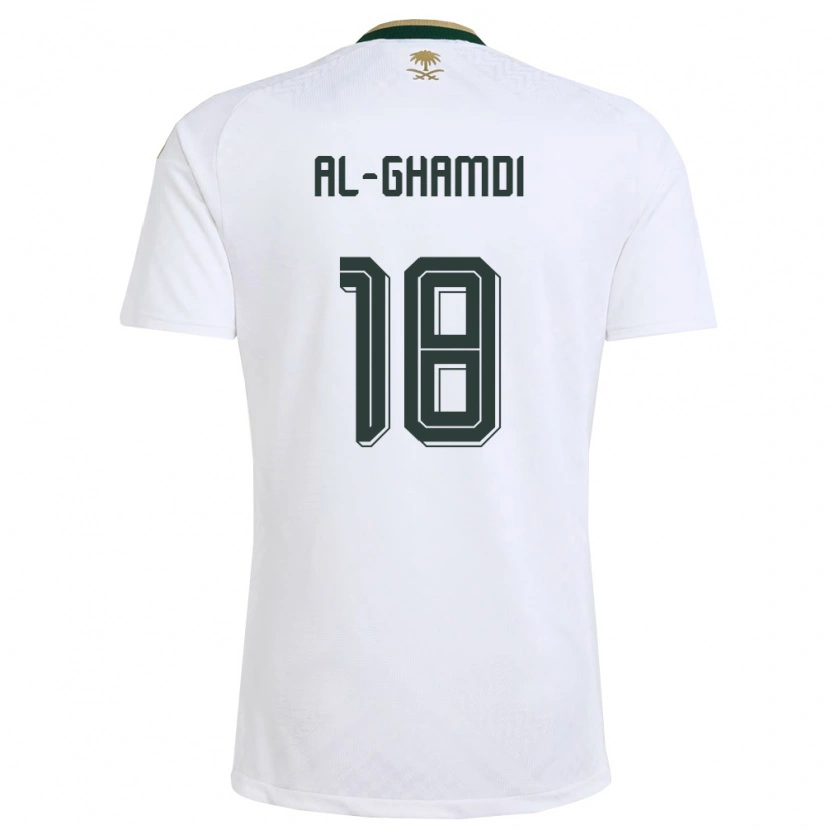 Danxen Men Saudi Arabia Rakan Al-Ghamdi #18 White Green Gold Away Jersey 26-28 T-Shirt
