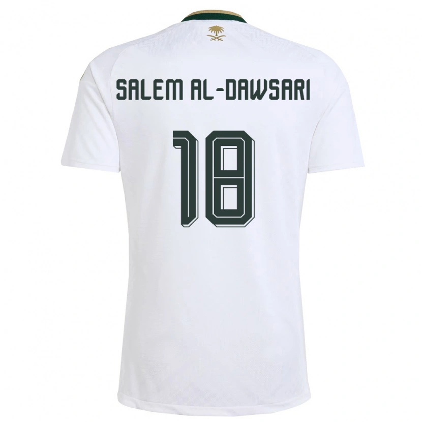 Danxen Men Saudi Arabia Nawaf Salem Al-Dawsari #18 White Green Gold Away Jersey 26-28 T-Shirt