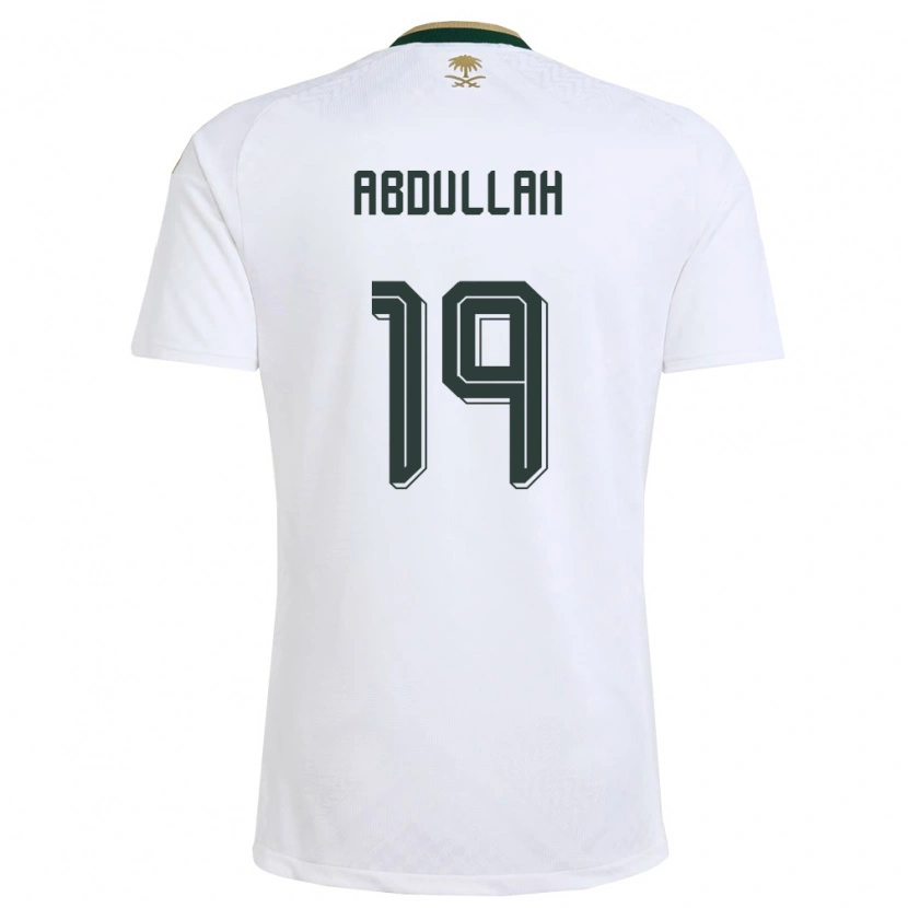 Danxen Men Saudi Arabia Majed Abdullah #19 White Green Gold Away Jersey 26-28 T-Shirt
