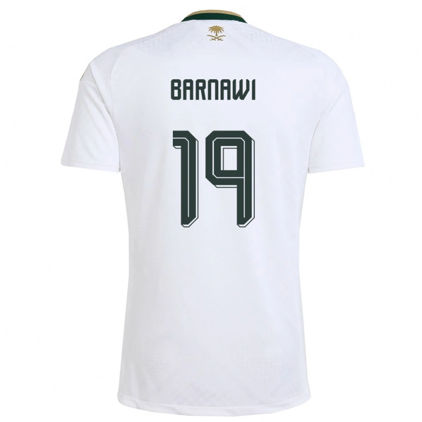 Danxen Men Saudi Arabia Mukhtar Barnawi #19 White Green Gold Away Jersey 26-28 T-Shirt